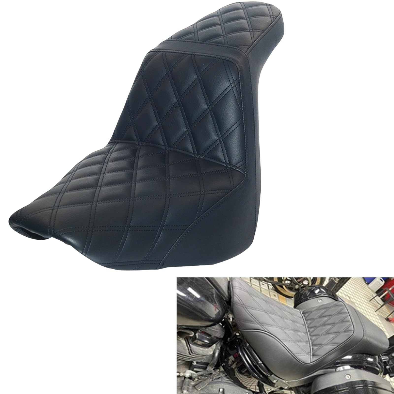 Motorrad-Sitzpolster-Set für Harley Davidson FLSB FXLR FXLRS FXLRST schwarzes Leder von IDENUONA