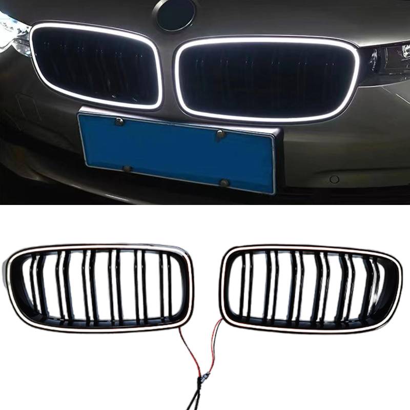 Nierengrill vorne mit LED-Licht für BMW 3er F30 F31 2012-2018 2013, Schwarz von IDENUONA