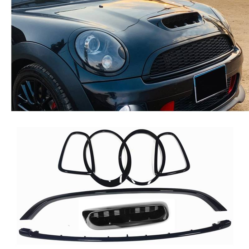 Scheinwerfer hinter Lichtrahmen Für Mini Cooper S R55 R56 R57 2007-2014 Schwarz Kohlefaser (Schwarz Glänzend) von IDENUONA