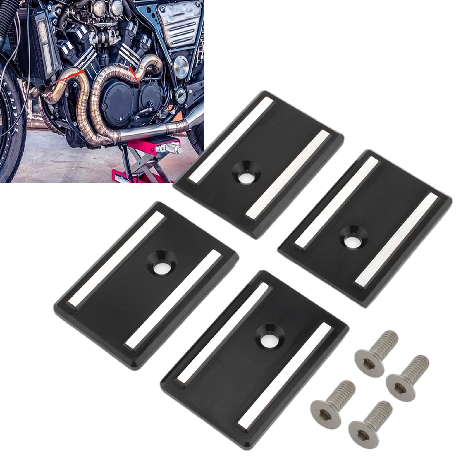 Weiße Motor-Abdeckkappe für Yamaha V-max1200 1994–2007 1995, Schwarz und Silber von IDENUONA