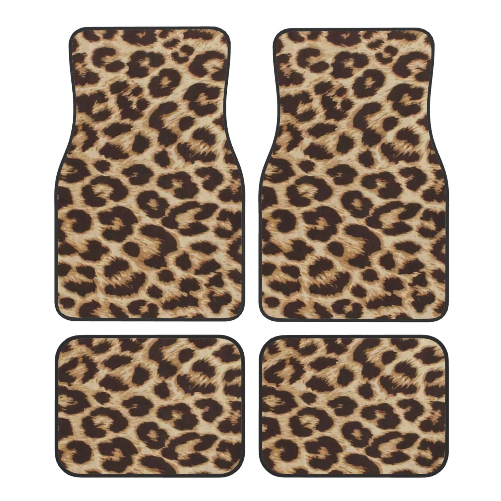 IDETECTOR Auto-Fußmatten-Set mit Leopardenmuster, 4-teilig, universal, Auto-Dekoration, Zubehör von IDETECTOR