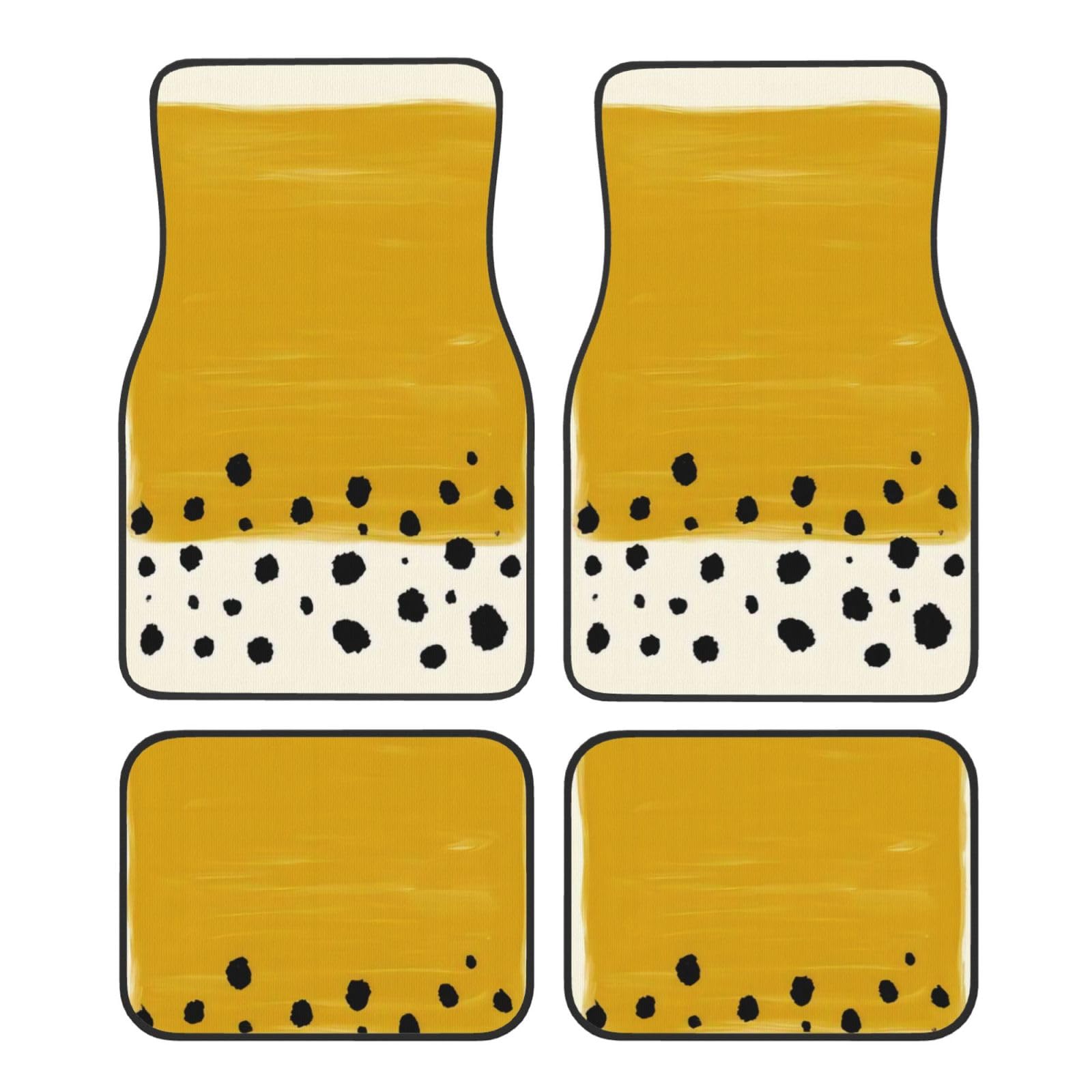 IDETECTOR Mustard Yellow and Black Printed Car Foot Mat Four Piece Set Universal Car Decorations von IDETECTOR