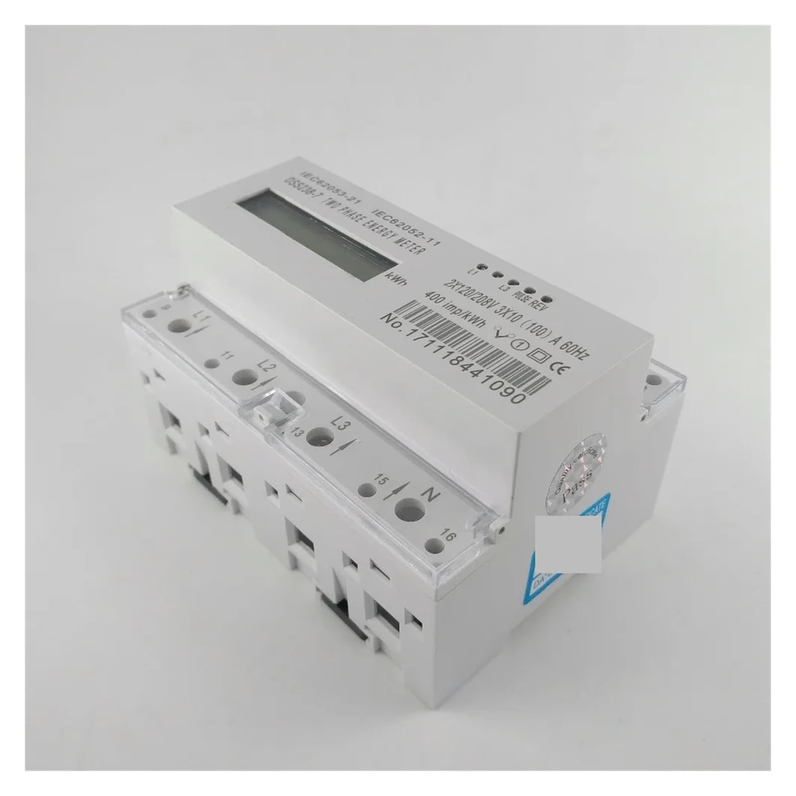 10(100) A 2 * 120V/208V 60HZ two phase three wire Din rail KWH Watt hour din-rail meter LCD display IDGTTLDF von IDGTTLDF