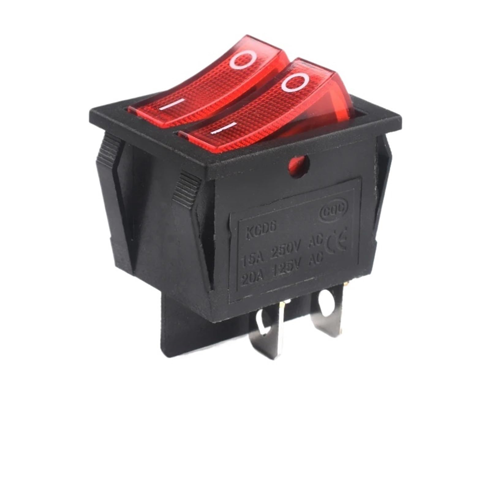 10Pcs/Lot KCD4-202-6P/4P Black Color Double On-Off Size 31 * 25 Rocker Switch IDGTTLDF(4P Red) von IDGTTLDF