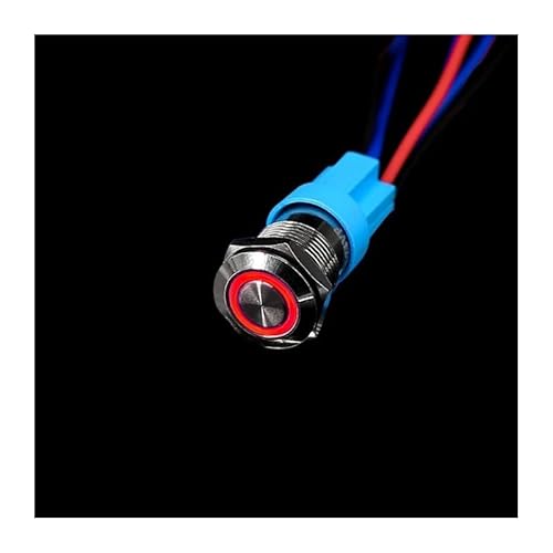 12mm Metal Push Button Switch Flat Head Ring Power 5V 12V 24V 220V Self-reset Momentary locking Car Auto Eng IDGTTLDF(Red-Round,FLAT_SELF-RESET MOMENTARY_220V) von IDGTTLDF