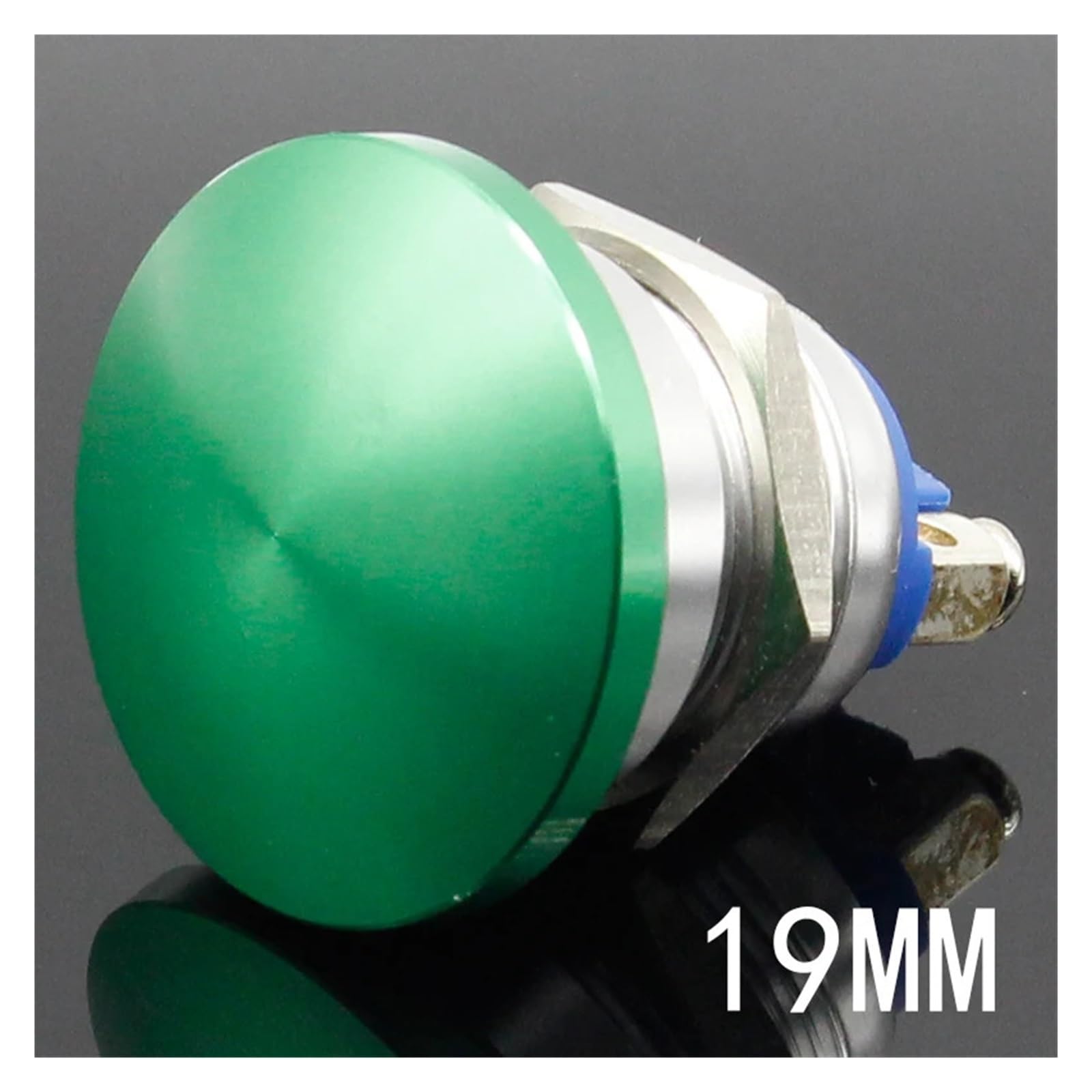 19 mm metal mushroom head start self-reset button switch often open red green screw foot current 5A IDGTTLDF(Green,Locking) von IDGTTLDF