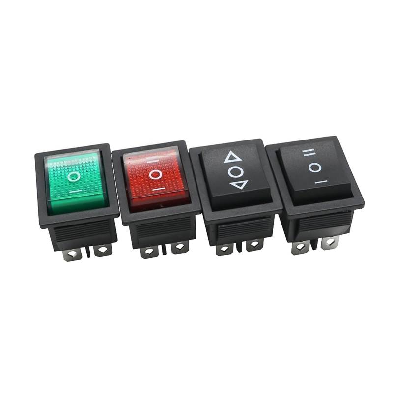 1pc DIY Rocker Switch Power Switch Boat 3 Position 6Pin Button Latching with Lamp Light KCD4 16A 250VAC/ 20A 125VAC On-Off-on IDGTTLDF(Red) von IDGTTLDF