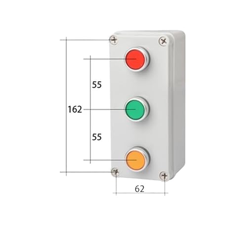 3P Three Position Push Button Control Box Momentary Reset With Protective Cover Start Stop Proof Enclosure IDGTTLDF(3P Three Flat) von IDGTTLDF