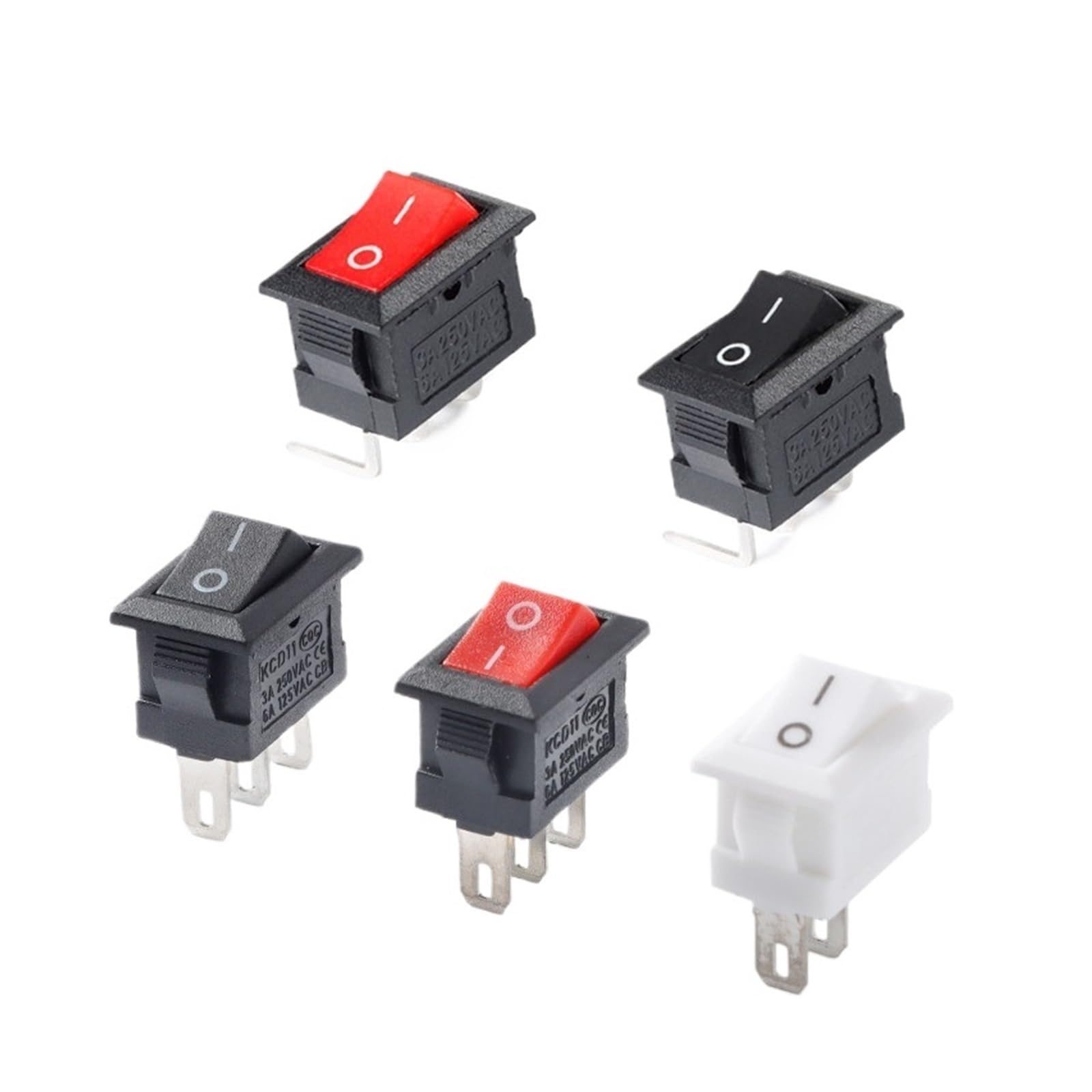 5Pcs KCD11 Rocker Switch 10 * 15mm Push Button Switch ON-OFF/ON-OFF-ON 2 Pins / 3 Pins 3A 250VAC / 6A 125VAC 10x15mm IDGTTLDF(Black 3P 3Gear) von IDGTTLDF