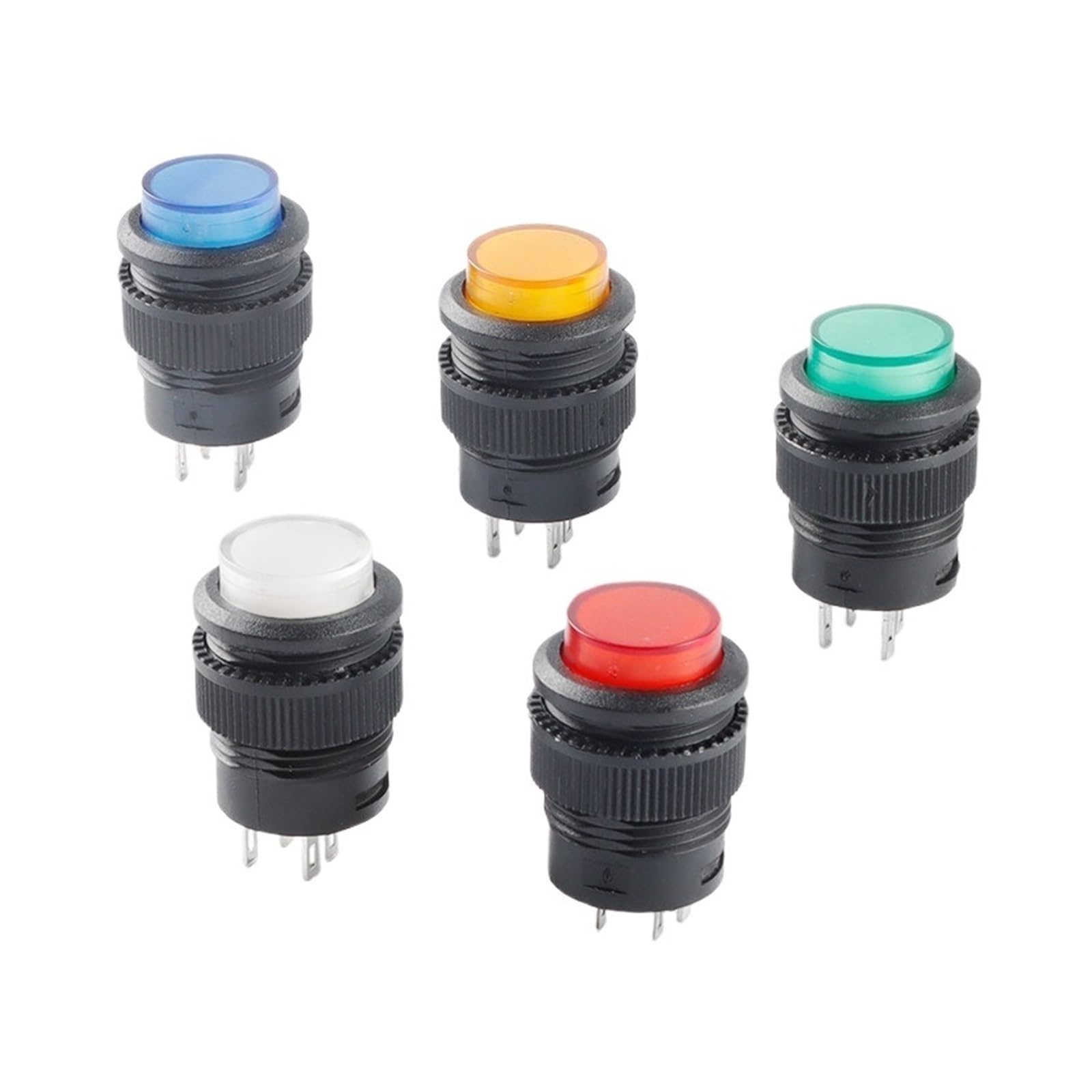 5Pcs R16 Power Switch Button R16-503 Blue Yellow White LED R16-503B R16-503A Latching Reset Button 2P 4P Self-lock No Lock Reset IDGTTLDF(Red 2P Lock) von IDGTTLDF