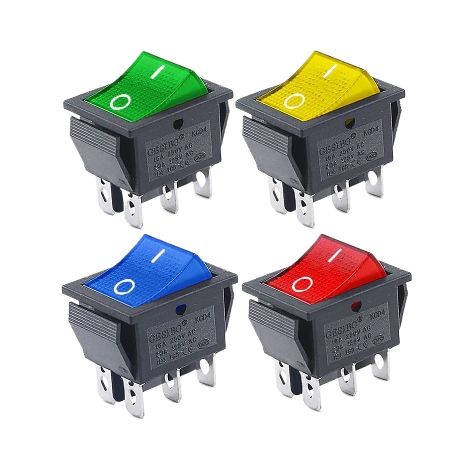 KCD4 Rocker Switch Power Switch 2 position/ 3 position 6 Pins Electrical equipment With Light Switch 16A 250VAC/ 20A 125VAC 1PCS IDGTTLDF(2P,ON-OFF) von IDGTTLDF