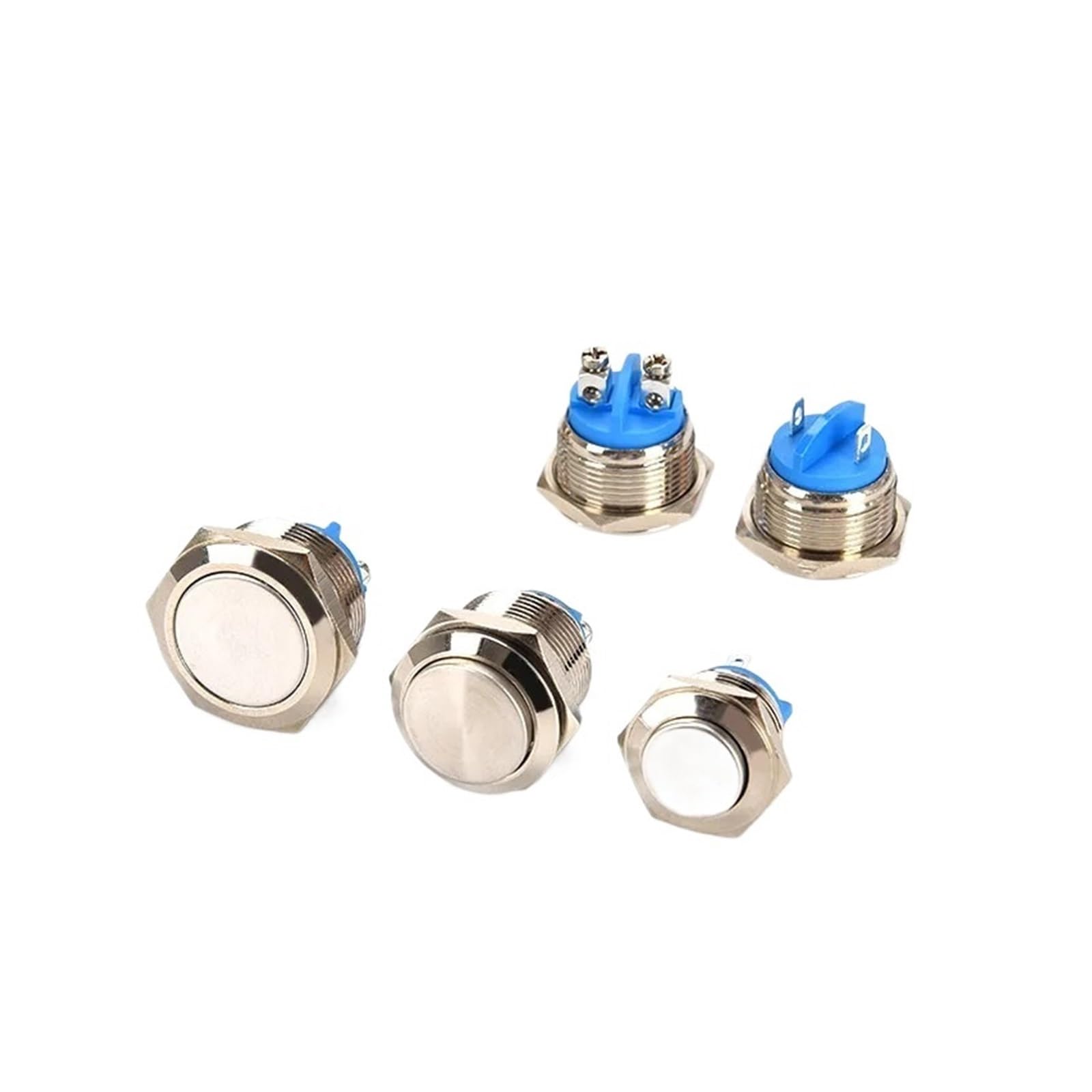 Metal Button Switch 16/19/22/25/30MM thread foot/welding foot/high head/flat head/Ball head reset doorbell start Button 1a IDGTTLDF(Flat Head,16MM_WELDING FOOT) von IDGTTLDF