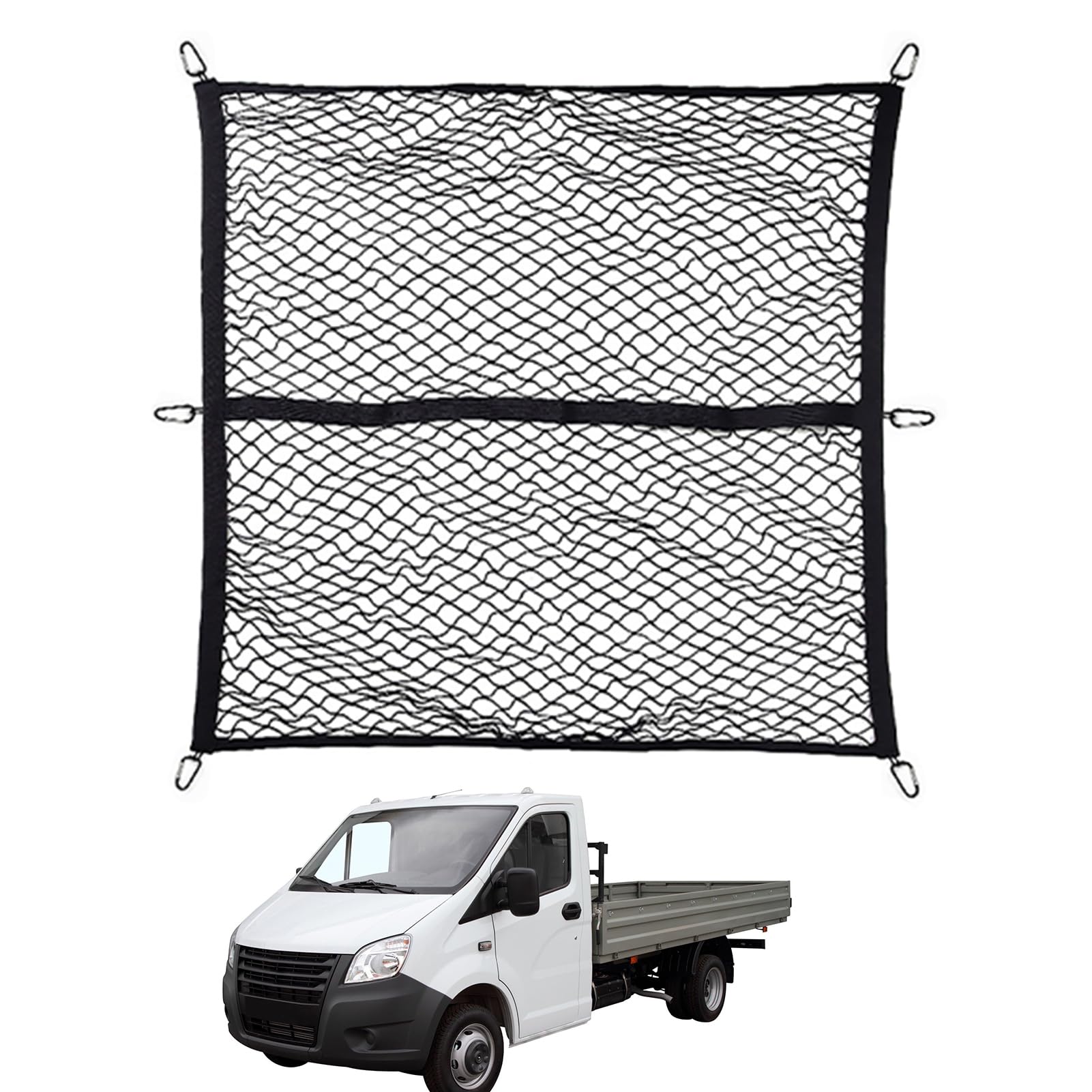 Anhängernetz, Polyester-Pickup-Truck-Frachtnetz, 100 X 120 cm, Netz-Organizer, Anhänger, Verstellbare Haken, LKW-Bungee-Seilnetz, Dachgepäckträger-Netz Für SUVs, LKWs, Anhänger, Haus Und Garten von IDIDOS