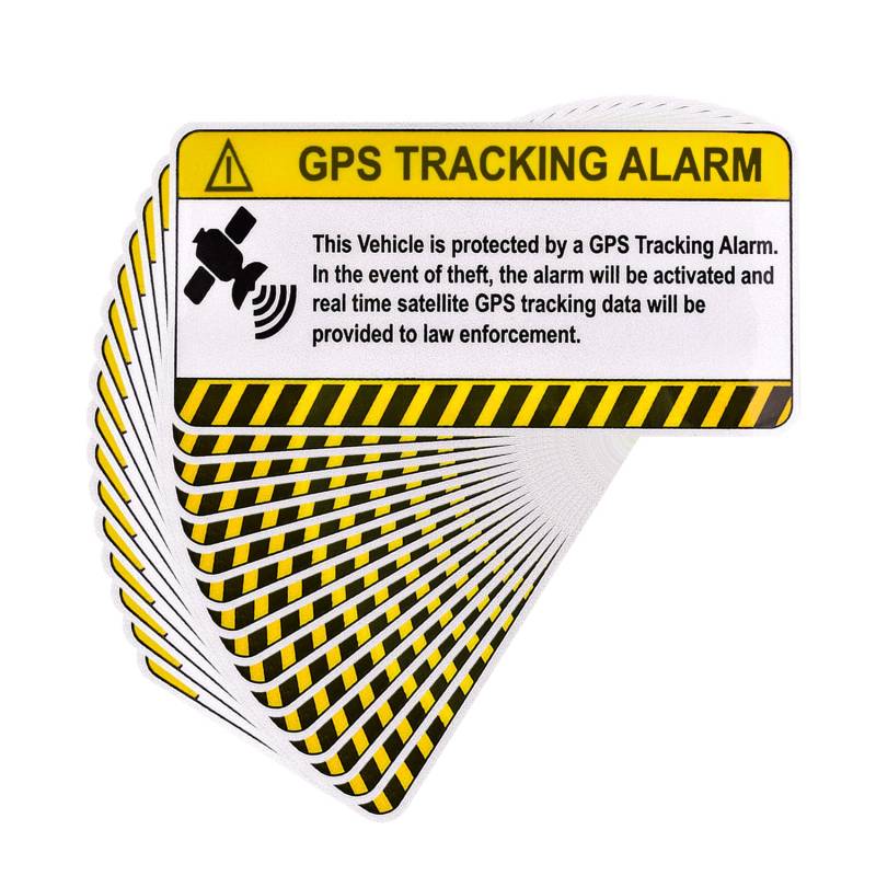 IDISON 16 Stück Anti-Theft GPS Tracking Sticker Set Selbsthaftend Auto Aufkleber und Decals mit Warnzeichen oder Static Cling Decal, Motorcycle, Bike, Fahrzeug Anti-Theft Security Zeichen von IDISON