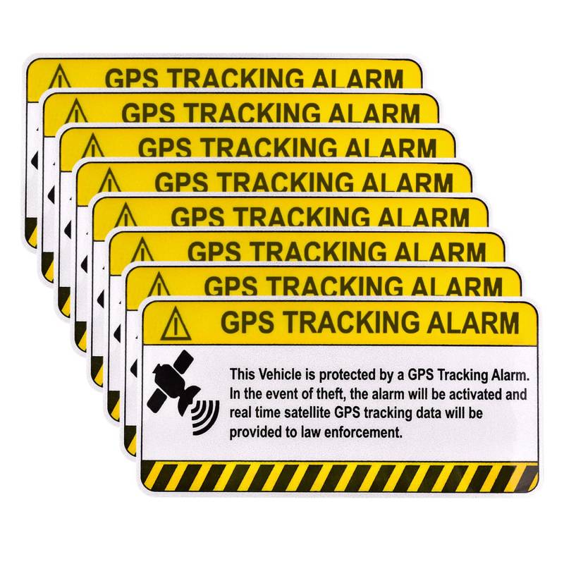 8-teiliges GPS-Tracking-Aufkleber-Set, selbstklebende Autoaufkleber und Aufkleber mit Warnschild oder statischem Aufkleber, Motorrad, Fahrrad, Fahrzeug, Anti-Diebstahl-Sicherheitsschild von IDISON