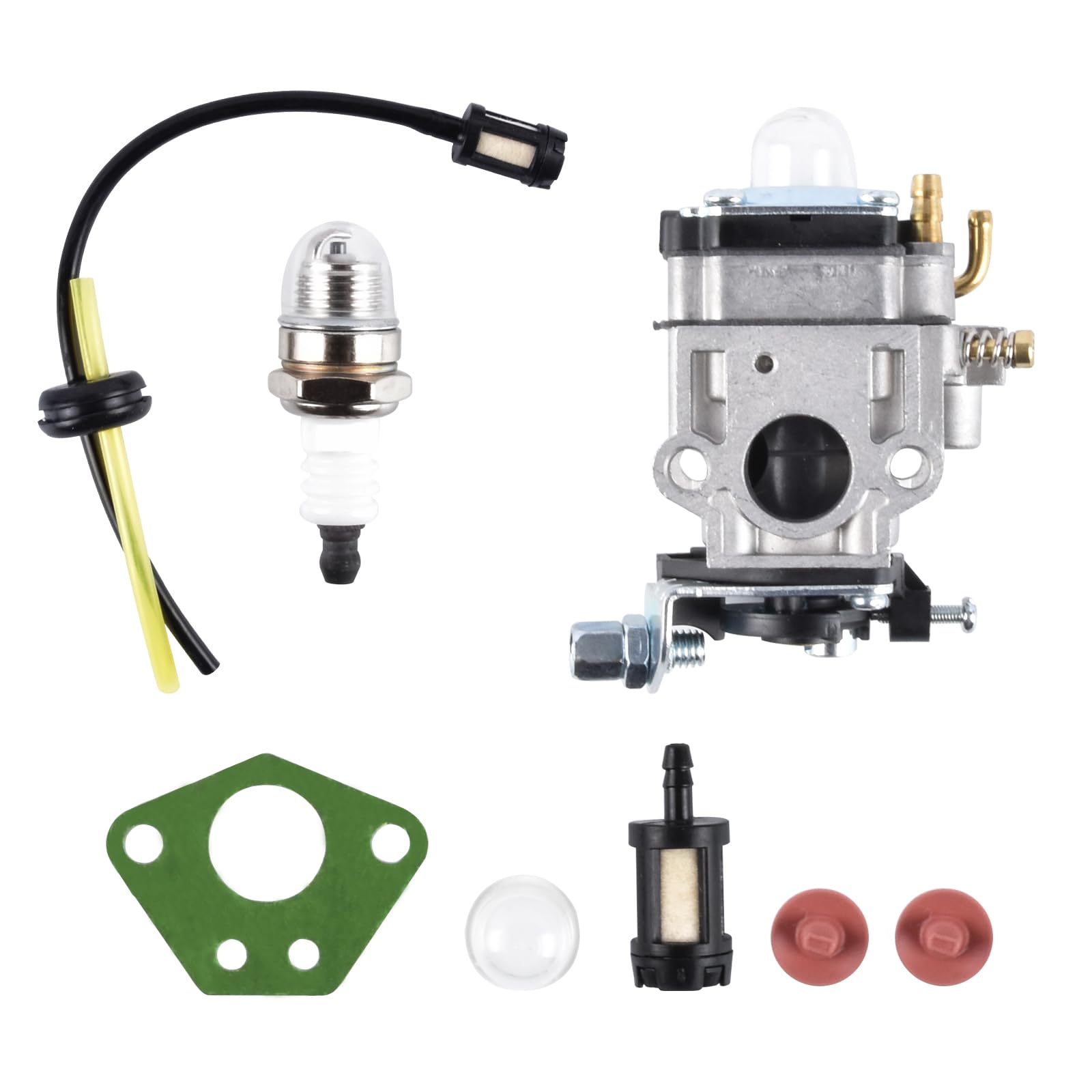 IDOMISMR Vergaser Ersatzteil Kit für Motorsense 52 cc 49 cc 43 cc, Carbu-Set mit Dichtung, Schlauch, Zündkerze und Benzinfilter,9 in 1 von IDOMISMR