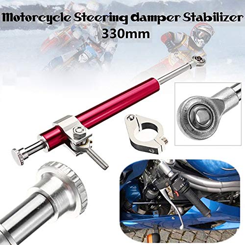 Motorradzubehör -330mm Aluminium Motorrad Teil Lenkungsdämpfer Gabelstabilisator Silber Anti-Oxidationsverschleißfest(Red) von IDPOLHYGF