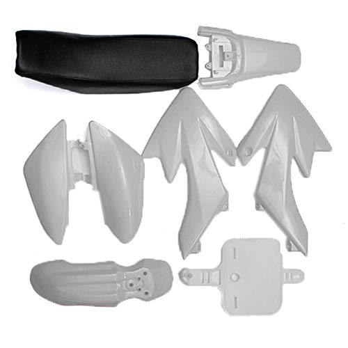 Motorradzubehör 4 Farbe 50cc 110cc 125cc 140cc Kunststoff 4-Takt CRF50 Pit Bike Set Kotflügel Sitz Motorrad-Zubehör-Teile(White) von IDPOLHYGF