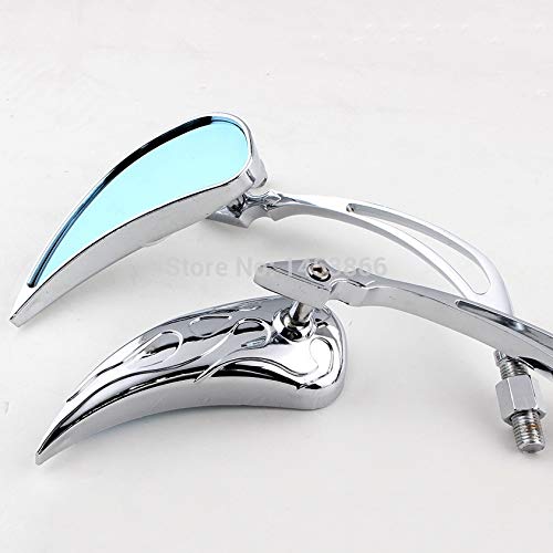 Motorradzubehör CHROM TEARDROP CUSTOM RÜCK Außenspiegel 8MM 10MM ADAPTER Kompatibel mit HARLEY MOTORRAD CRUISER CHOPPER von IDPOLHYGF