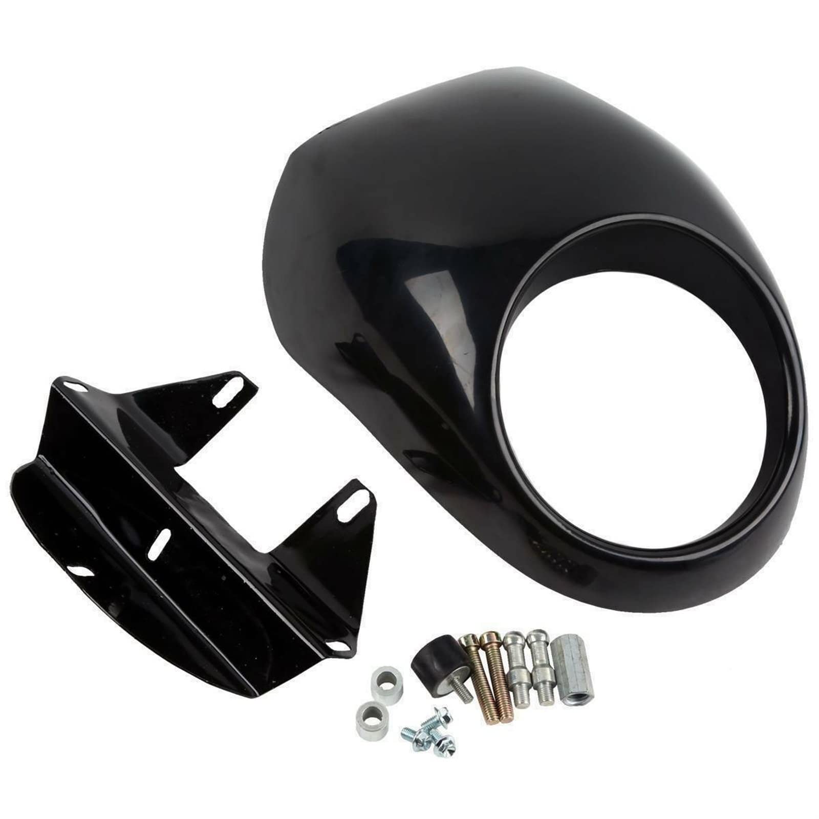 Motorradzubehör Motorrad-Scheinwerfermaske, glänzend schwarz, Scheinwerferverkleidung, Gabelhalterung, passend for Harley Sportster Xl Dyna 883 1200 1973-2022 von IDPOLHYGF