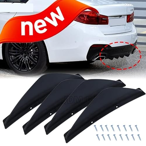 Motorradzubehör NEU 4pcs schwarzer Lichtbogenförmig Abs Auto hinter dem unteren Stoßfänger Flügel Lippendiffusor Splitter Spoiler Hai Flossen Passform for die meisten Fahrzeuge(Black Set) von IDPOLHYGF