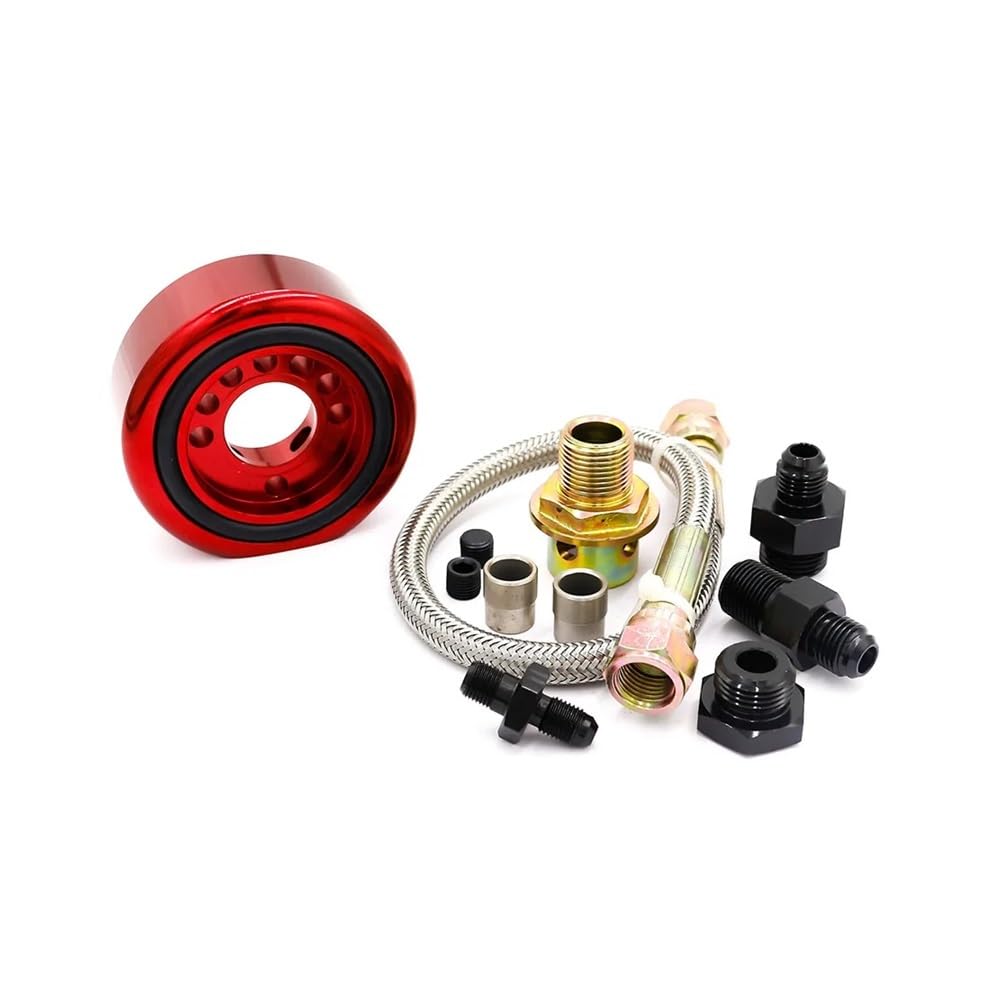 Oil Supply Adapter Aluminum Conversion Kit Oil Filter Sender Sandwich Plate Cooler Adapter Kit Feed Line IFWGFVTZ(Red) von IFWGFVTZ