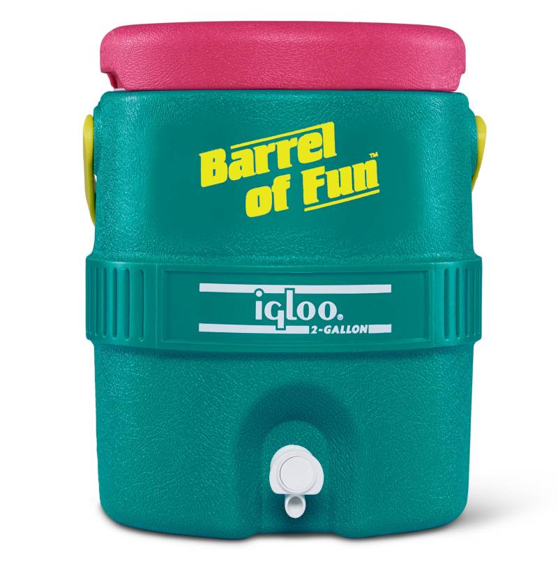 IGLOO Barrel of Fun Getränkespender Retro 7,5 Liter - Wasserkanister, Wasserspender mit Druckknopf-Spender, Farbe Jade von IGLOO