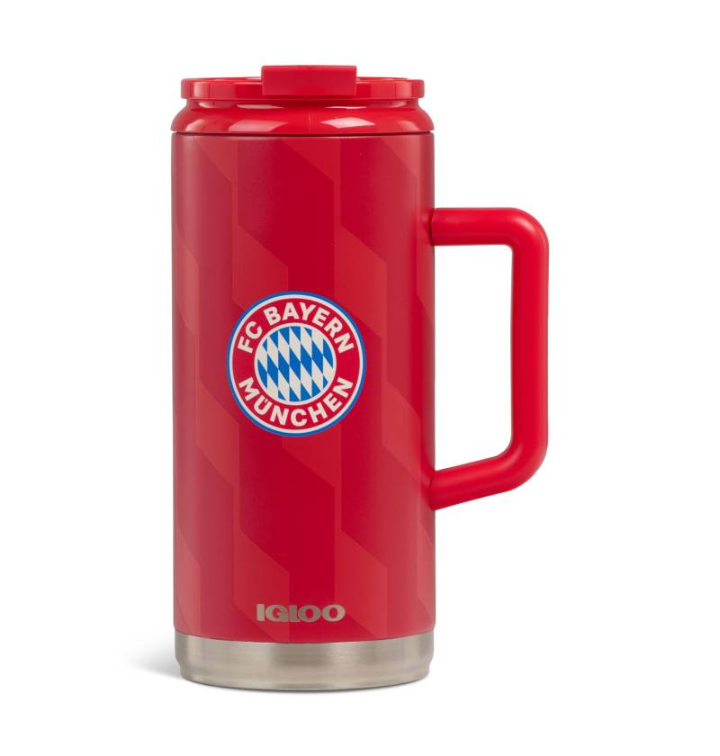 IGLOO Bierkrug 1 Liter - FC Bayern München - lizensierter Fanartikel - rote Isolierflasche, Edelstahl-Thermosflasche mit Vereinslogo von IGLOO