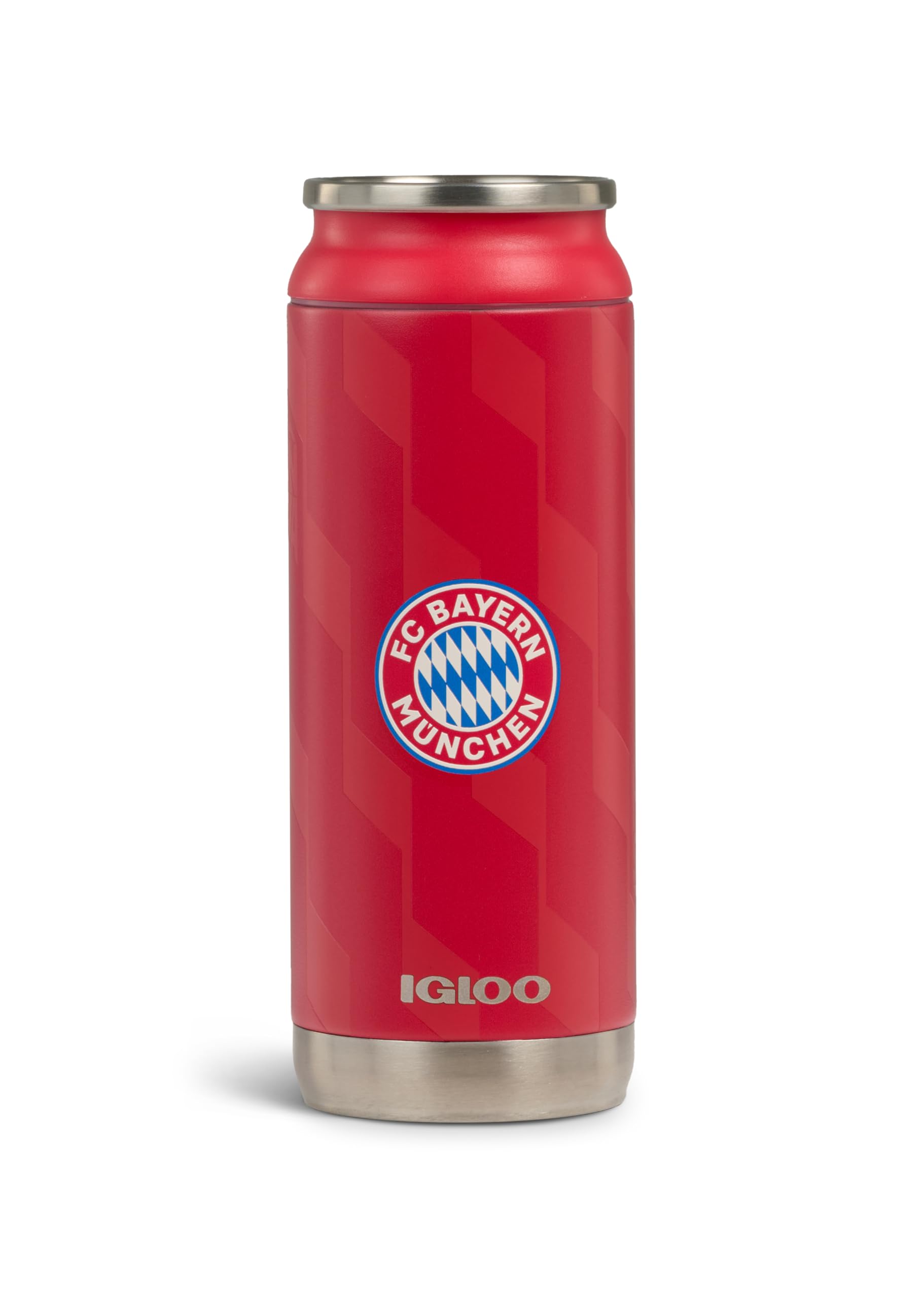 IGLOO Edelstahl-Thermobecher 450 ml - FC Bayern München - lizensierter Fanartikel - Rote Isolierflasche mit Vereinslogo - Doppelwandig und Vakuumisoliert von IGLOO