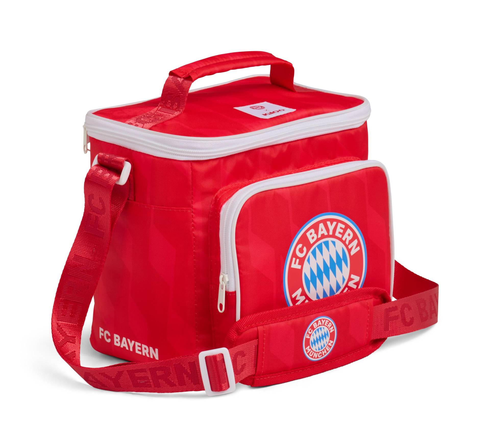 IGLOO Square Lunch Bag - FC Bayern München - lizensierter Fanartikel - Rote Kühltasche mit Vereinslogo - Isolierte Lunchbox mit Schultergurt von IGLOO