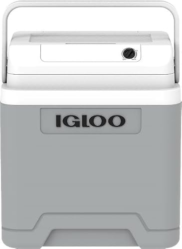 IGLOO elektrische Kühlbox IE27 AC/DC für Auto und Steckdose, Mini-Kühlschrank 27 L Grau, 12V und 230V von IGLOO