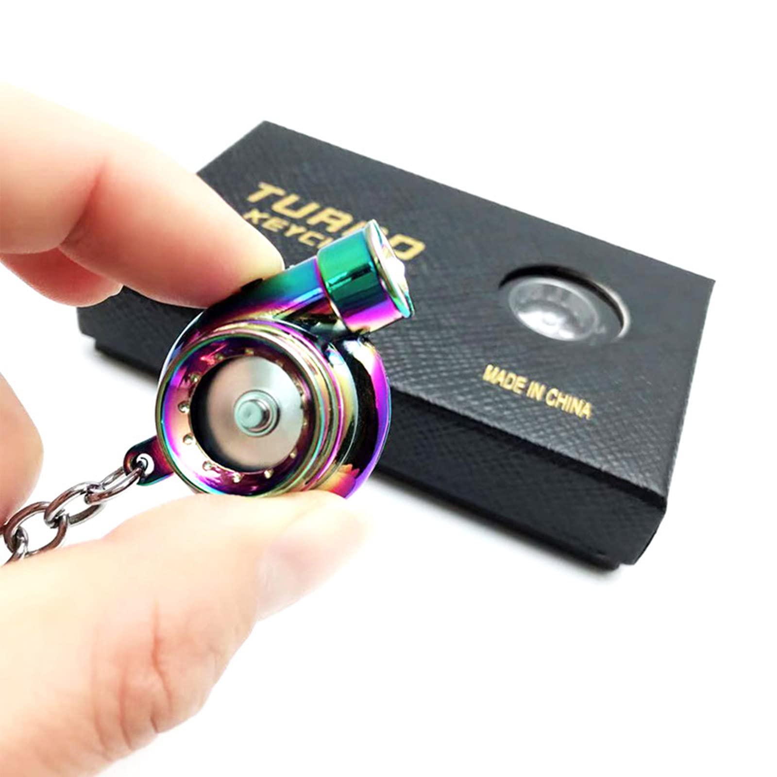 IGRARK Elektro Turbo Schlüsselanhänger, Auto Metall Turbolader Schlüsselanhänger mit Sound & Licht, Spinning Modell Metall Anhänger Schlüssel, Keychain Ring Key Hülsenlager für Geschenk von IGRARK