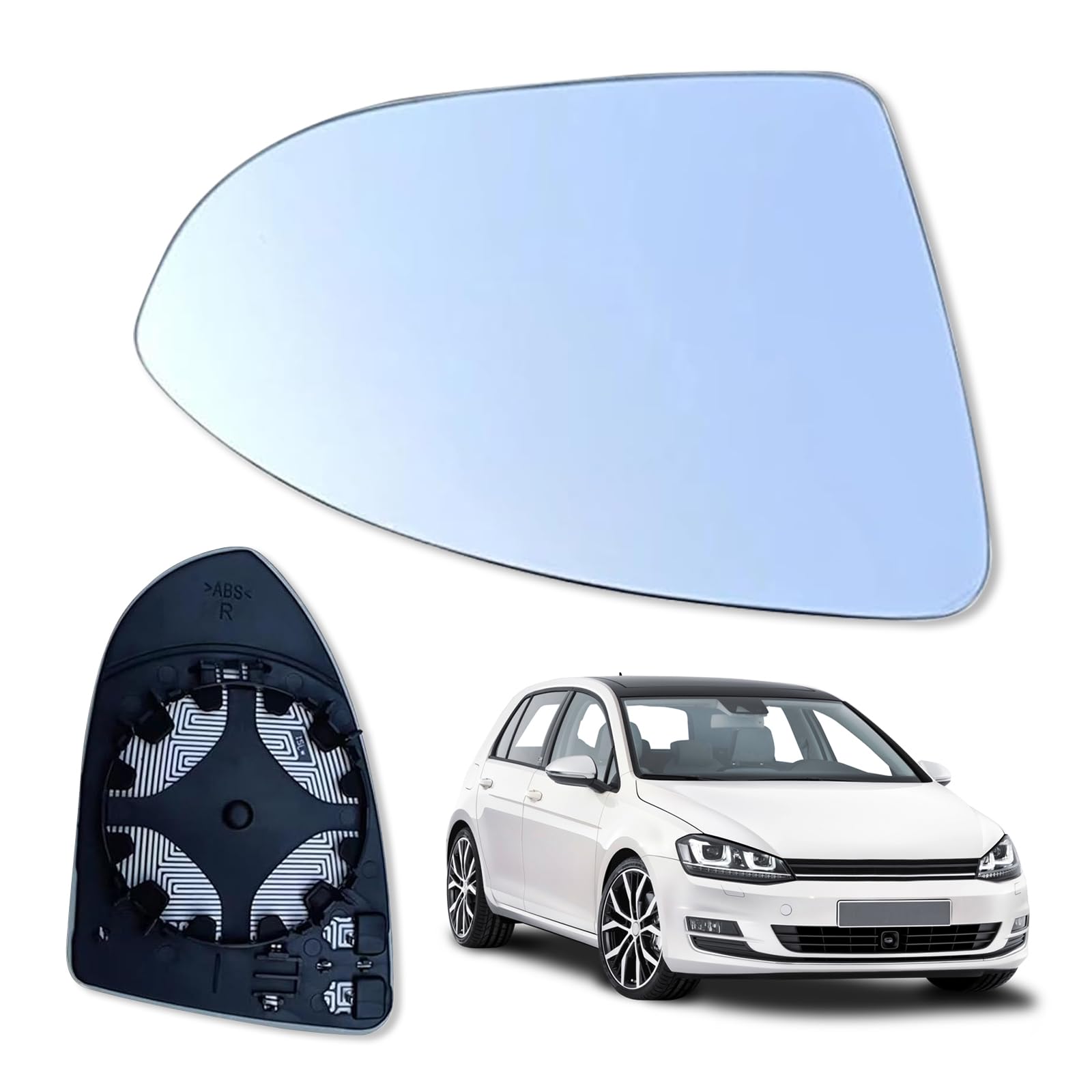 Spiegelglas Ersatz für Golf 7, Links Fahrerseite Beheizbar Asphärisch Umkehrlinse Rückfahrglas Spiegel mit Trägerplatte, Spiegelglas Glas für Sportsvan 2016-2018, OEM：5G0857521/5G0857522 von IGRARK