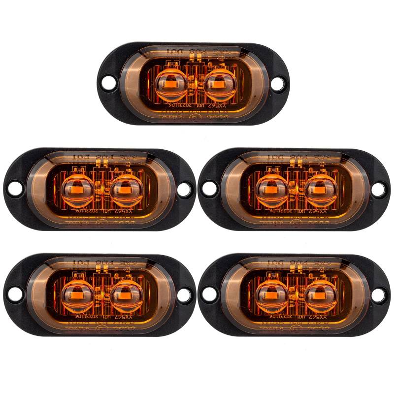 IGTOPS Seitenmarkierungsleuchte 12/24V Anhänger-Seitenleuchte Licht für LKW Wohnmobil Wohnwagen (Gelb, 2*LED, 5 Stück) von IGTOPS