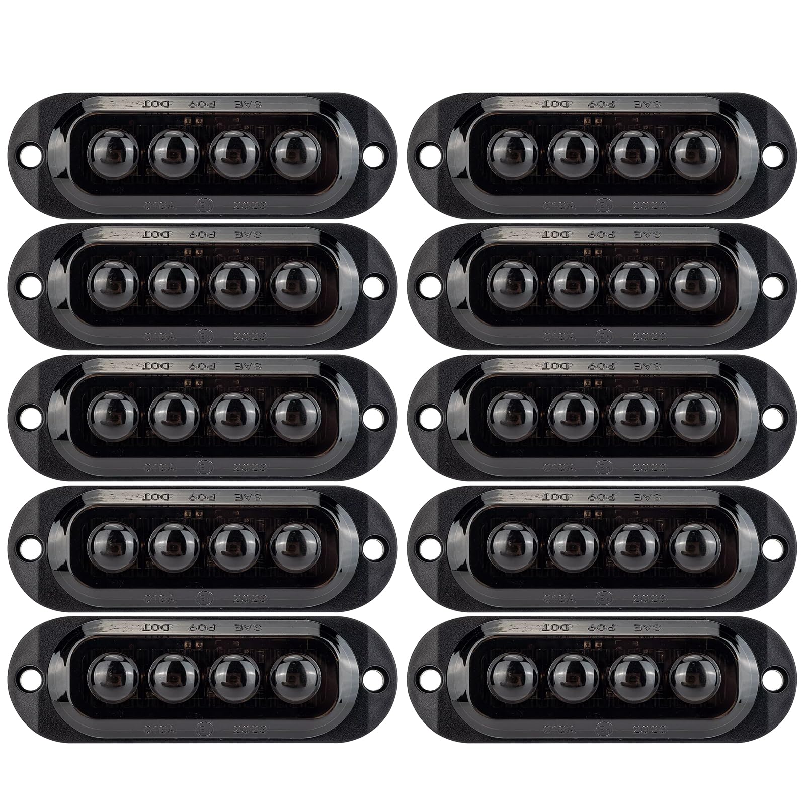 IGTOPS Seitenmarkierungsleuchte 12/24V Anhänger-Seitenleuchte Licht für LKW Wohnmobil Wohnwagen (Gelb mit Rauchierte Linse, 4*LED, 10 Stück) von IGTOPS