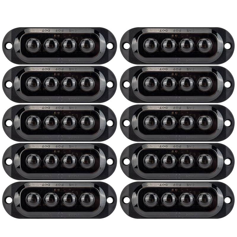 IGTOPS Seitenmarkierungsleuchte 12/24V Anhänger-Seitenleuchte Licht für LKW Wohnmobil Wohnwagen (Gelb mit Rauchierte Linse, 4*LED, 10 Stück) von IGTOPS