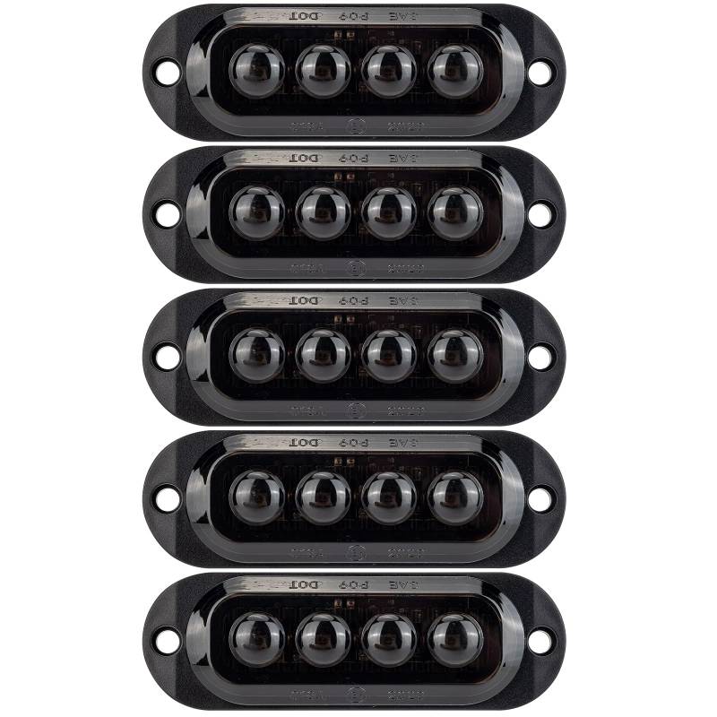 IGTOPS Seitenmarkierungsleuchte 12/24V Anhänger-Seitenleuchte Licht für LKW Wohnmobil Wohnwagen (Gelb mit Rauchierte Linse, 4*LED, 5 Stück) von IGTOPS