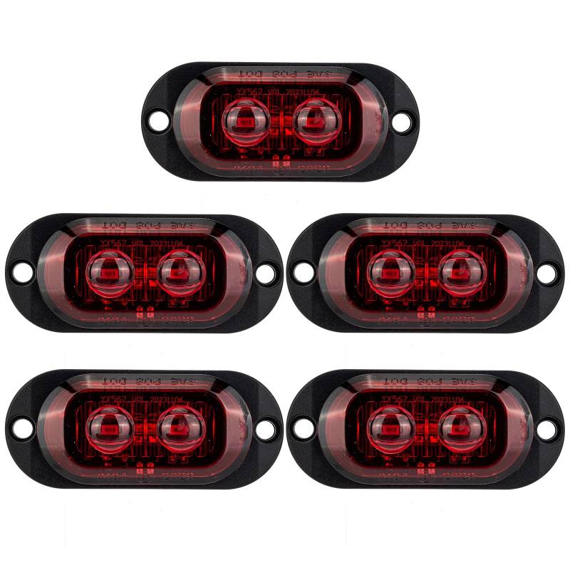 IGTOPS Seitenmarkierungsleuchte 12/24V Anhänger-Seitenleuchte Licht für LKW Wohnmobil Wohnwagen (Rot, 2*LED, 5 Stück) von IGTOPS