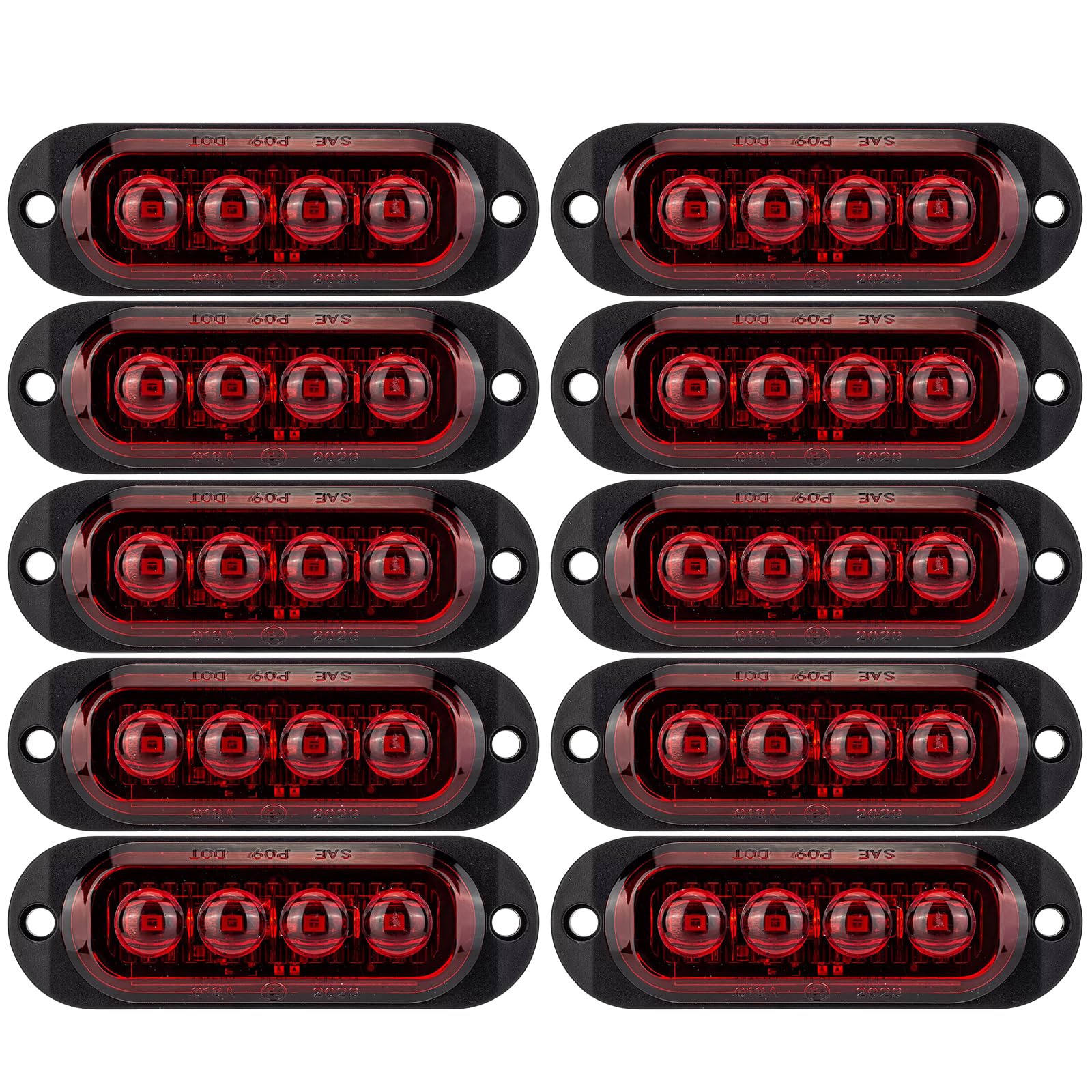 IGTOPS Seitenmarkierungsleuchte 12/24V Anhänger-Seitenleuchte Licht für LKW Wohnmobil Wohnwagen (Rot, 4*LED, 10 Stück) von IGTOPS