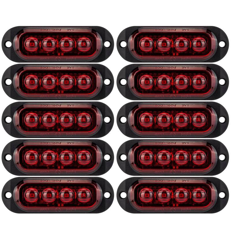 IGTOPS Seitenmarkierungsleuchte 12/24V Anhänger-Seitenleuchte Licht für LKW Wohnmobil Wohnwagen (Rot, 4*LED, 10 Stück) von IGTOPS