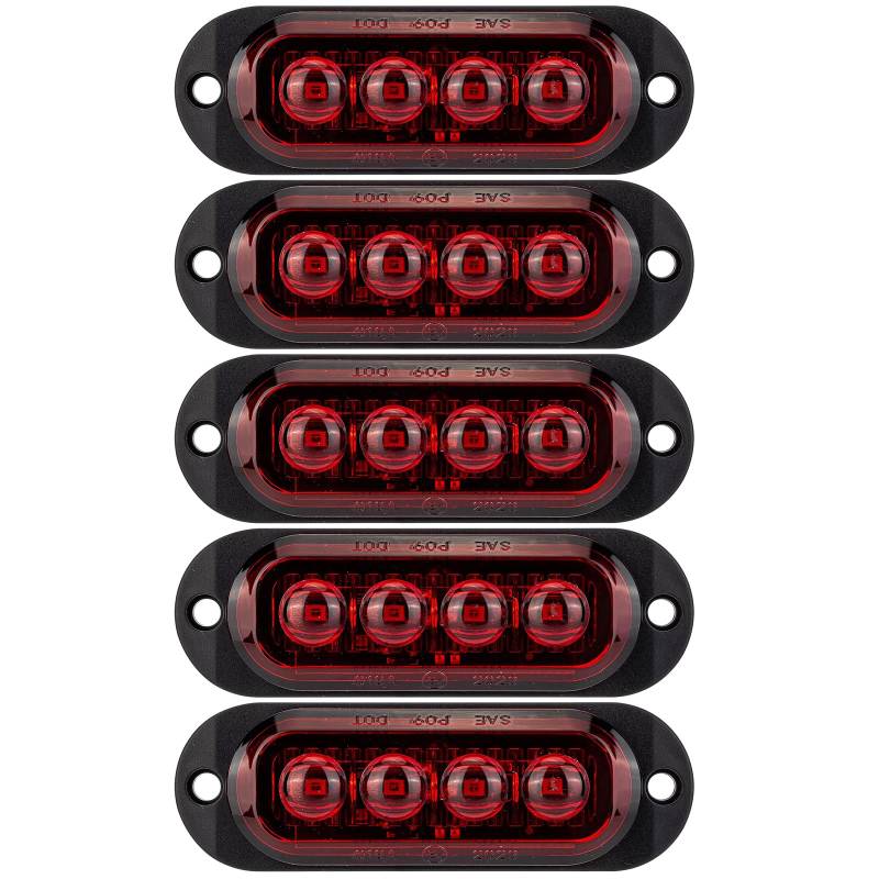 IGTOPS Seitenmarkierungsleuchte 12/24V Anhänger-Seitenleuchte Licht für LKW Wohnmobil Wohnwagen (Rot, 4*LED, 5 Stück) von IGTOPS