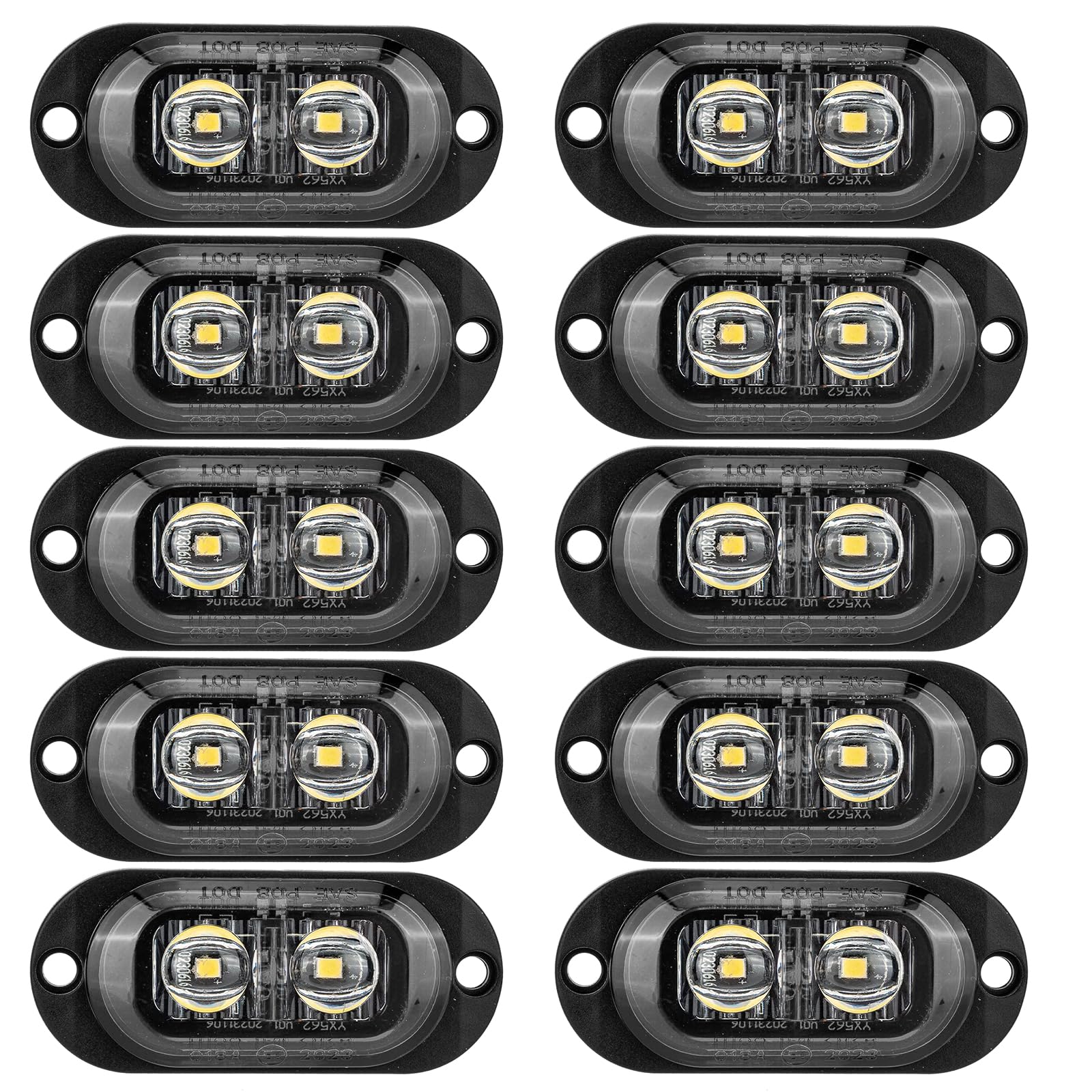 IGTOPS Seitenmarkierungsleuchte 12/24V Anhänger-Seitenleuchte Licht für LKW Wohnmobil Wohnwagen (Weiß, 2*LED, 10 Stück) von IGTOPS