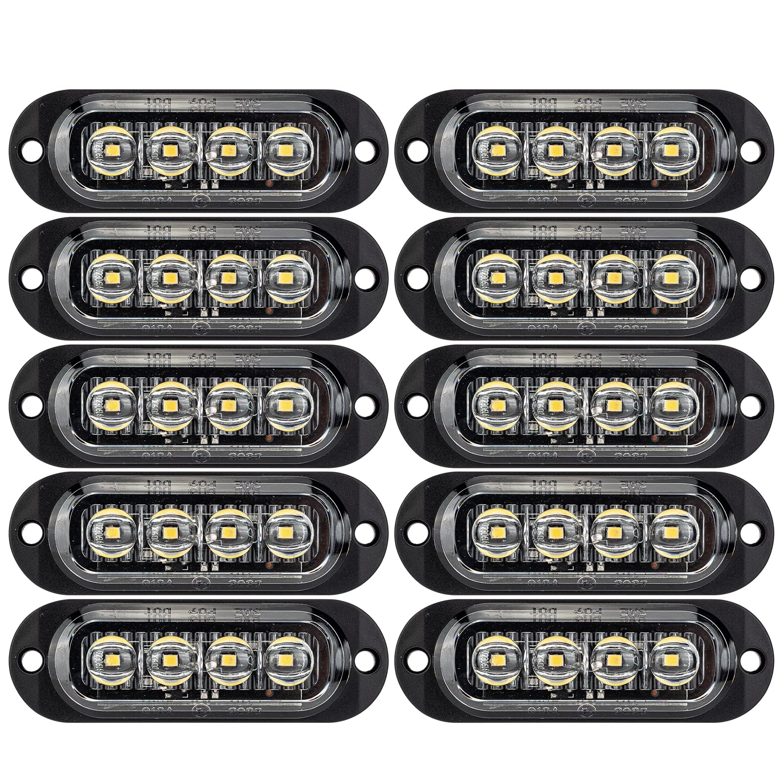 IGTOPS Seitenmarkierungsleuchte 12/24V Anhänger-Seitenleuchte Licht für LKW Wohnmobil Wohnwagen (Weiß, 4*LED, 10 Stück) von IGTOPS