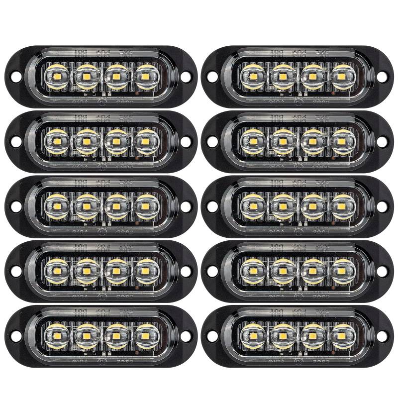 IGTOPS Seitenmarkierungsleuchte 12/24V Anhänger-Seitenleuchte Licht für LKW Wohnmobil Wohnwagen (Weiß, 4*LED, 10 Stück) von IGTOPS