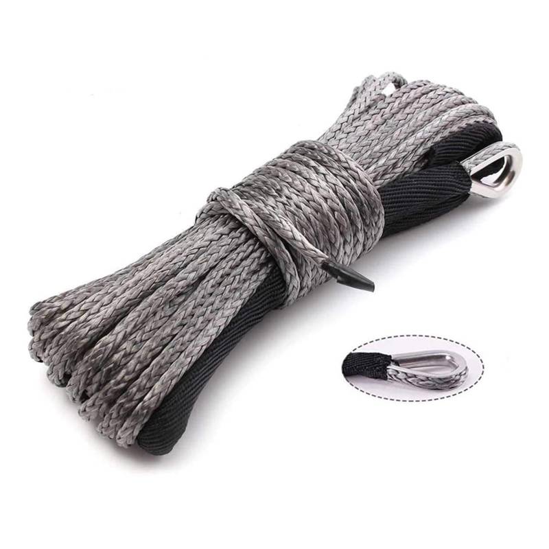 Windenseil, 15M 6mm Winde Seil String Linie Kabel 10000LBS Synthetische Zugseil Auto Waschen Wartung String for ATV UTV Off-Road Auto Werkzeuge Windenseilersatz für Straßen-LKW, UTV, SUV(6mm-01) von IIGEN