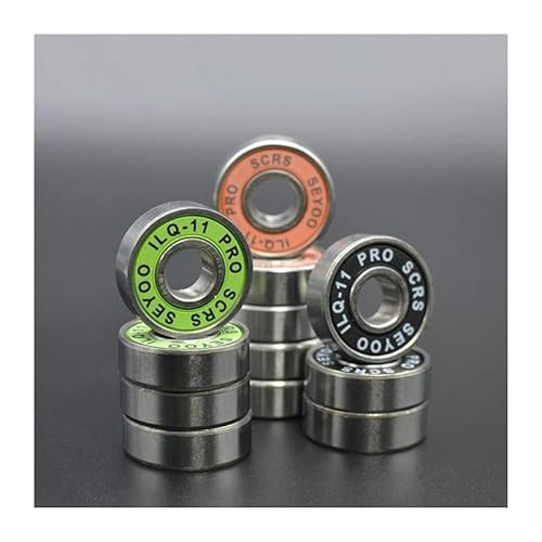 8Pcs 608 2RS Bearing ILQ-11 8x22x7 Green Longboard Speed Inline Skate Wheel Bearing Skate Scooter Smooth Skate Scooter Bearing IINKUEYK(8Pcs ILQ-11 Black) von IINKUEYK