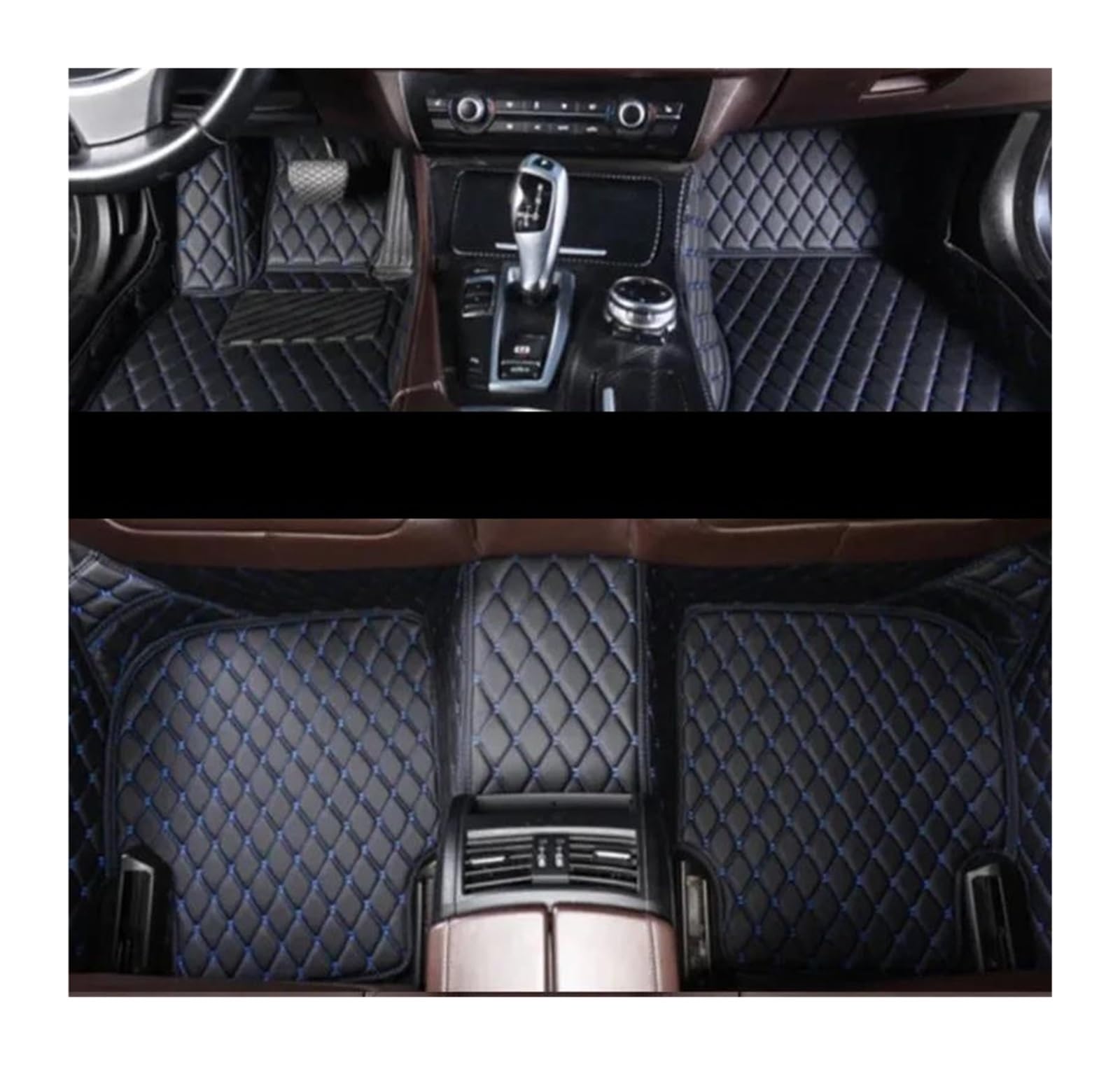 Fußmatten Custom Car Fußmatten für Lincoln Für MKX Für MKT 2006-2023 Auto Teppiche Fuß Coche Zubehör Gummimatten(Schwarz Blau) von IITA