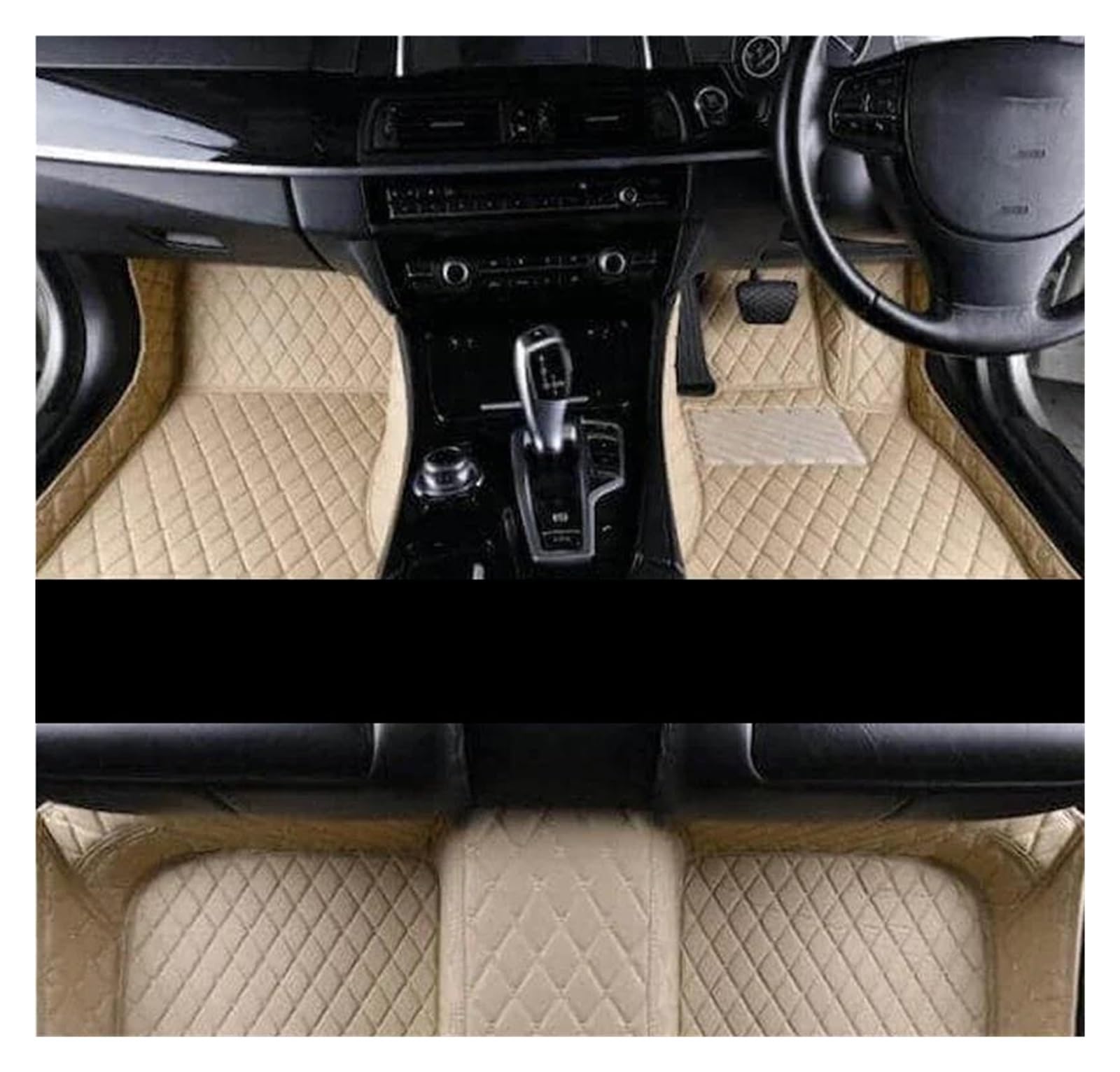 Fußmatten Für VW Für Touran 2008-2015 Auto Fußmatten Center Auto Innenausstattung Leder Teppiche Teppiche Fußpolster Gummimatten(RHD Beige) von IITA