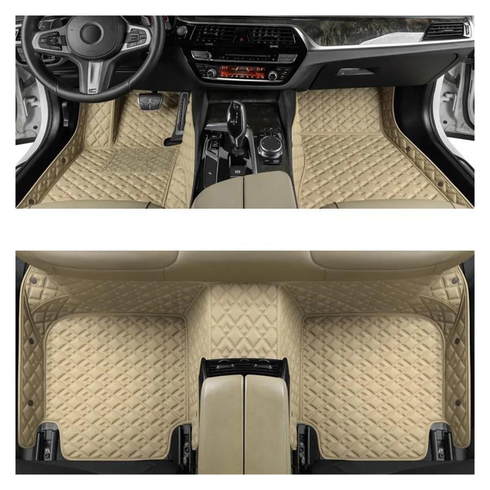 Fußmatten Luxus-Fußmatten für VW für Jetta für MK6 2011-2016 Auto-Matten-Zubehör Innenausstattung Ersatzteile Gummimatten(Beige Glossy) von IITA