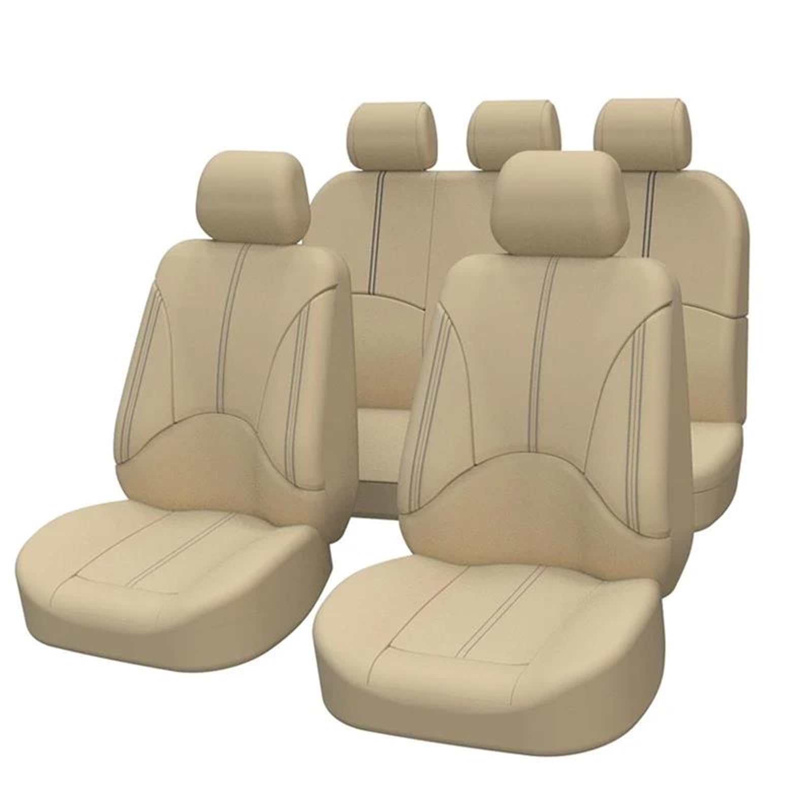 IITA Sitzbezüge Auto Auto Sitz Abdeckung Schutz PU Leder Vorne Hinten Sitz Zurück Kissen Pad Für Passat Für Variant Für 4 Für Gran für Coupe Für Polo Auto-Schonbezüg(5pcs beige) von IITA